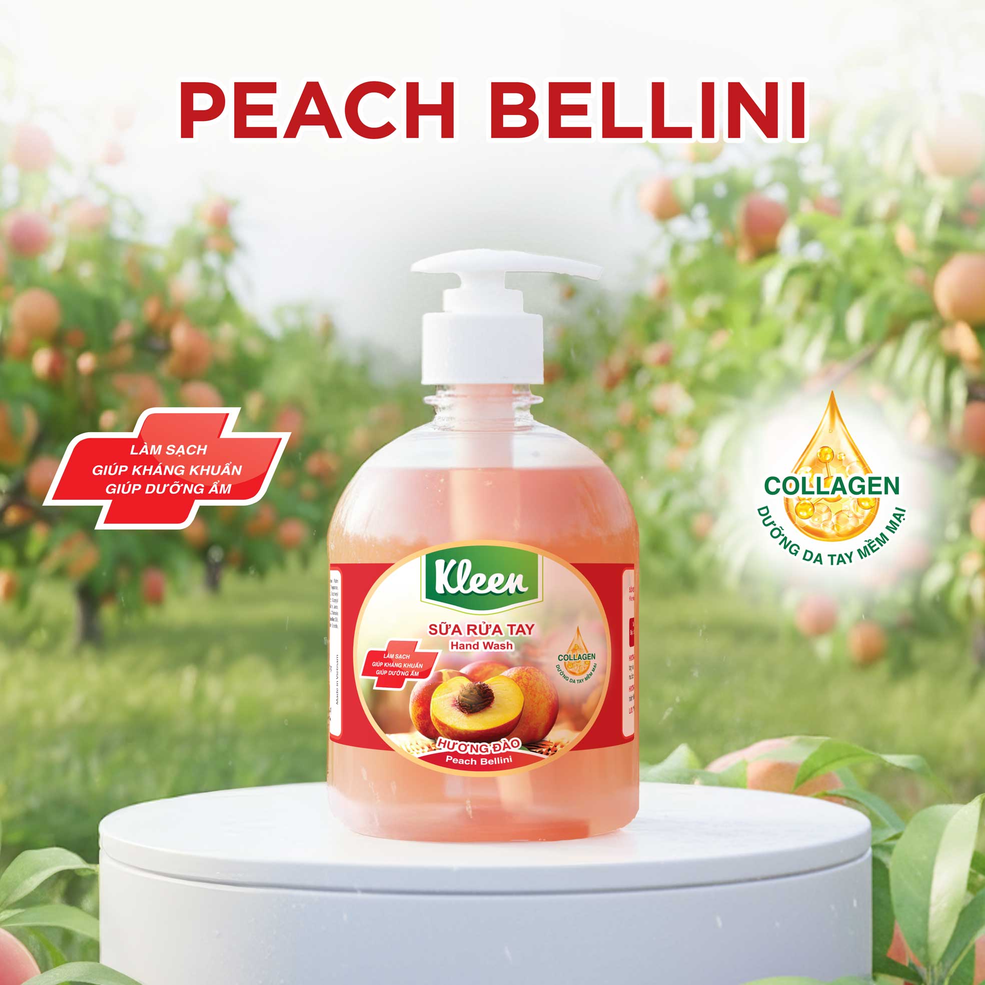 Kleen Hand Wash – Peach Bellini (Sữa Rửa Tay Kleen – Hương Đào)